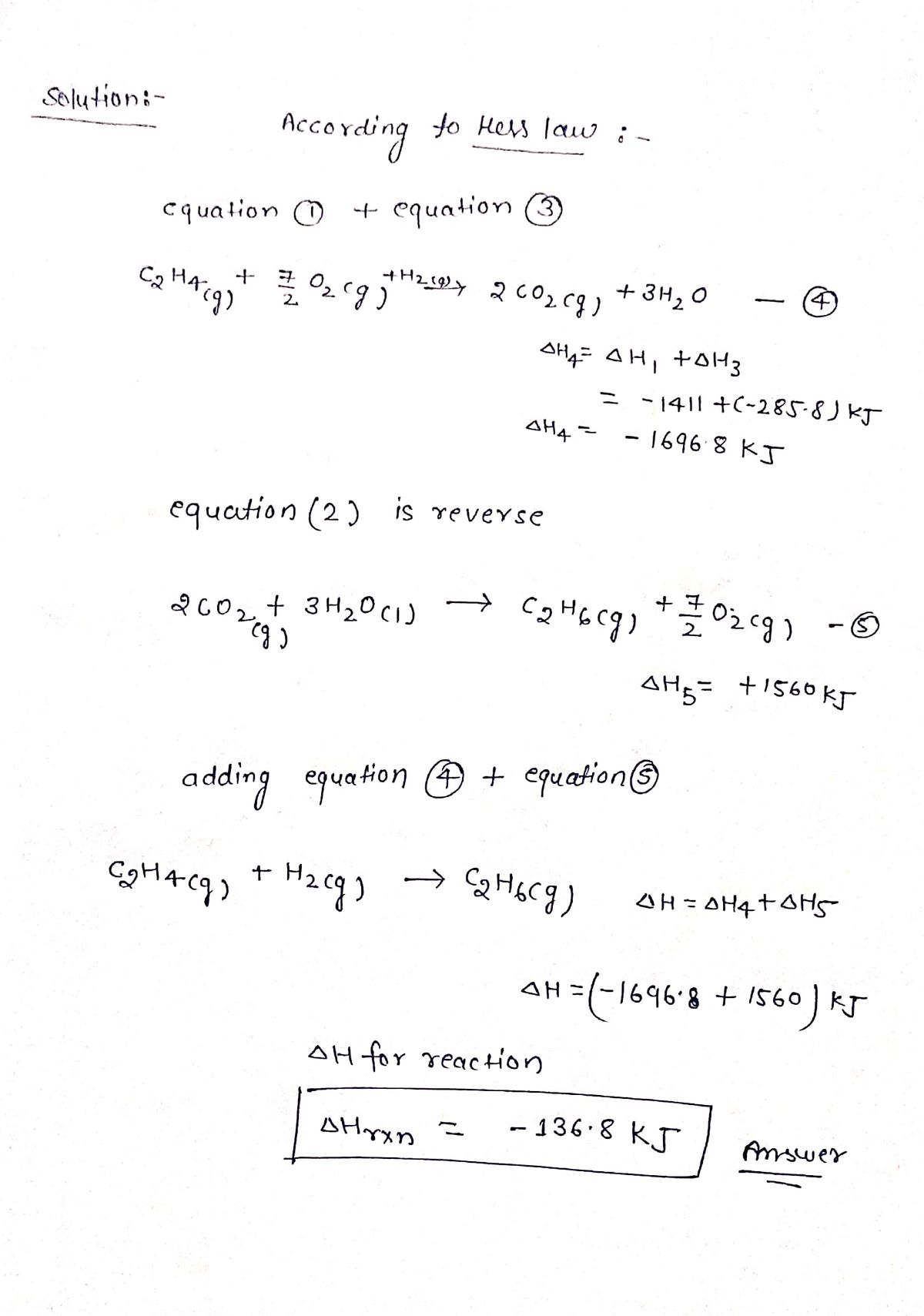 Answered Calculate AH for the reaction C2H4 g bartleby